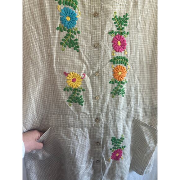 Sister Mary Embroidered Linen Shirt Dress Women’s Small - Picture 5 of 7
